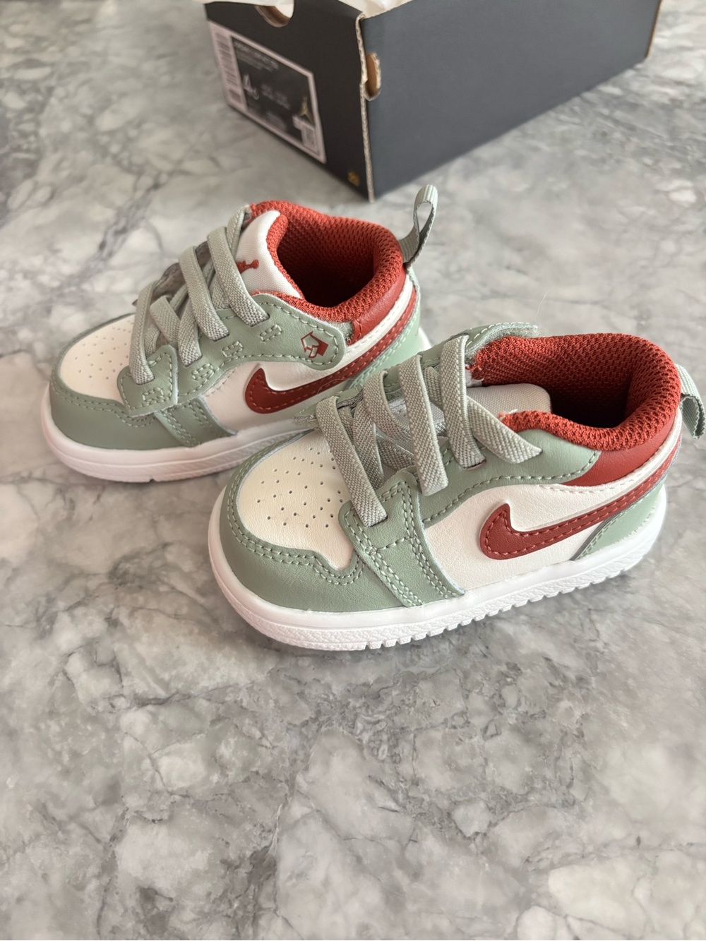 Jordan Kids Sneakers - Mint Green, Rust Red & White
